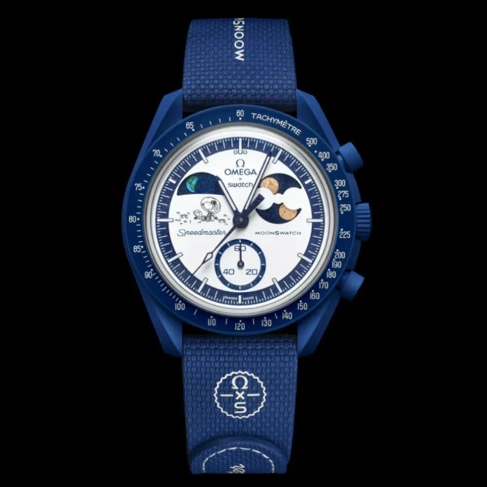 Omega x Swatch Relógio Mission To Earthphase Moonshine Sturgeon Snoopy Gold — Único, Novo