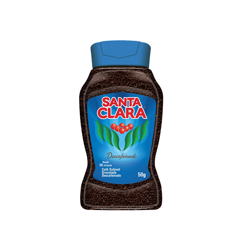 Café Solúvel Granulado Descafeinado Santa Clara Vidro 50g