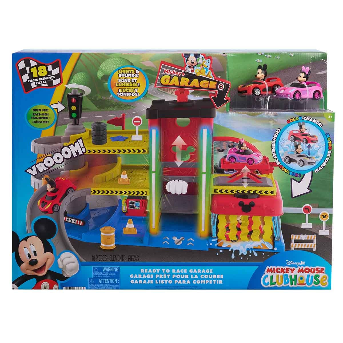 Playset Garagem do Mickey Mouse com 2 Carrinhos - Disney Jr.