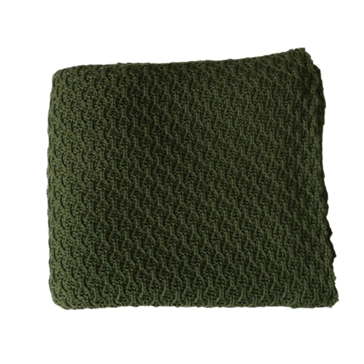 Manta em Tricot Tramado Verde Musgo