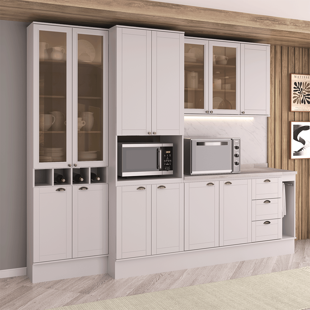 Armário de Cozinha Completa com Balcão Milla Choice Carraro Branco