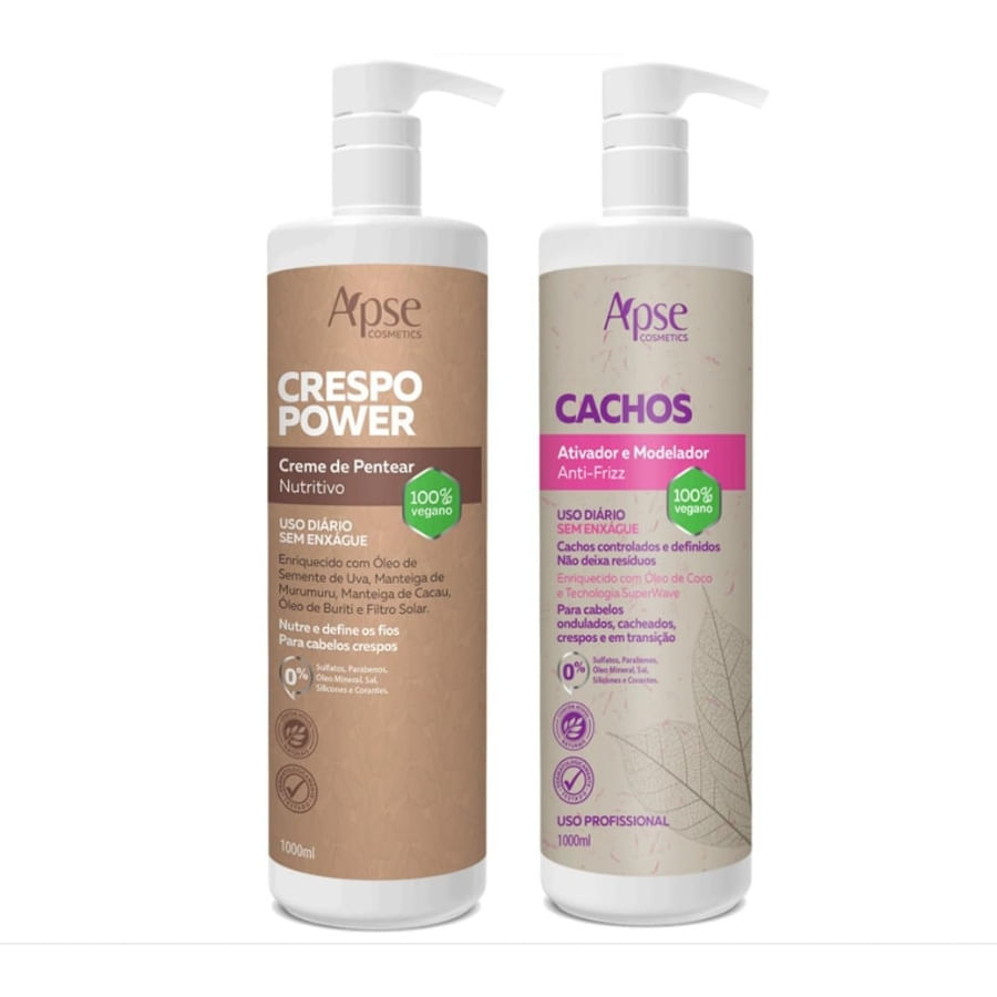 Apse Kit Ativador De Cachos 1 L + Creme de Pentear Crespo Power 1 L