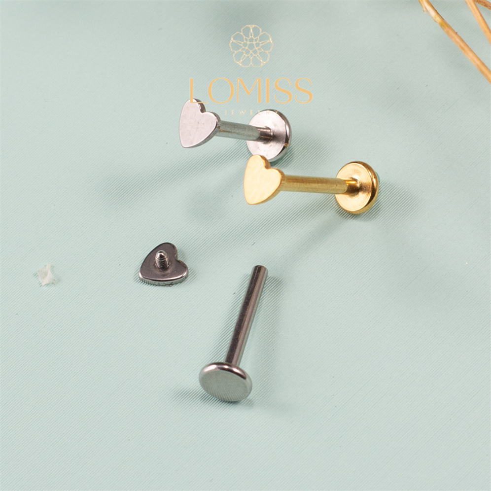Piercing Helix Tragus Conch Boca Labret Aço Cirúrgico Rosca Interna Coração
