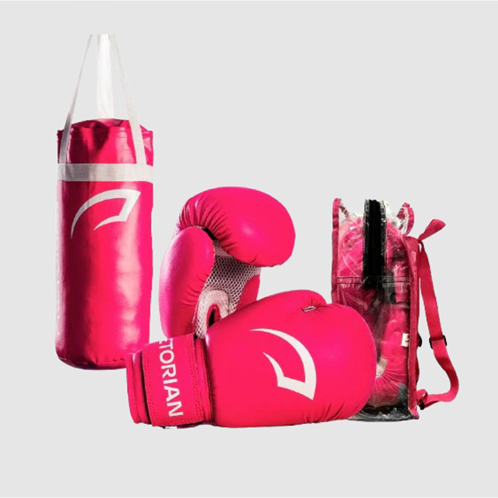 Kit Infantil Luva + Saco Boxe 50 x 20 Pretorian - Rosa