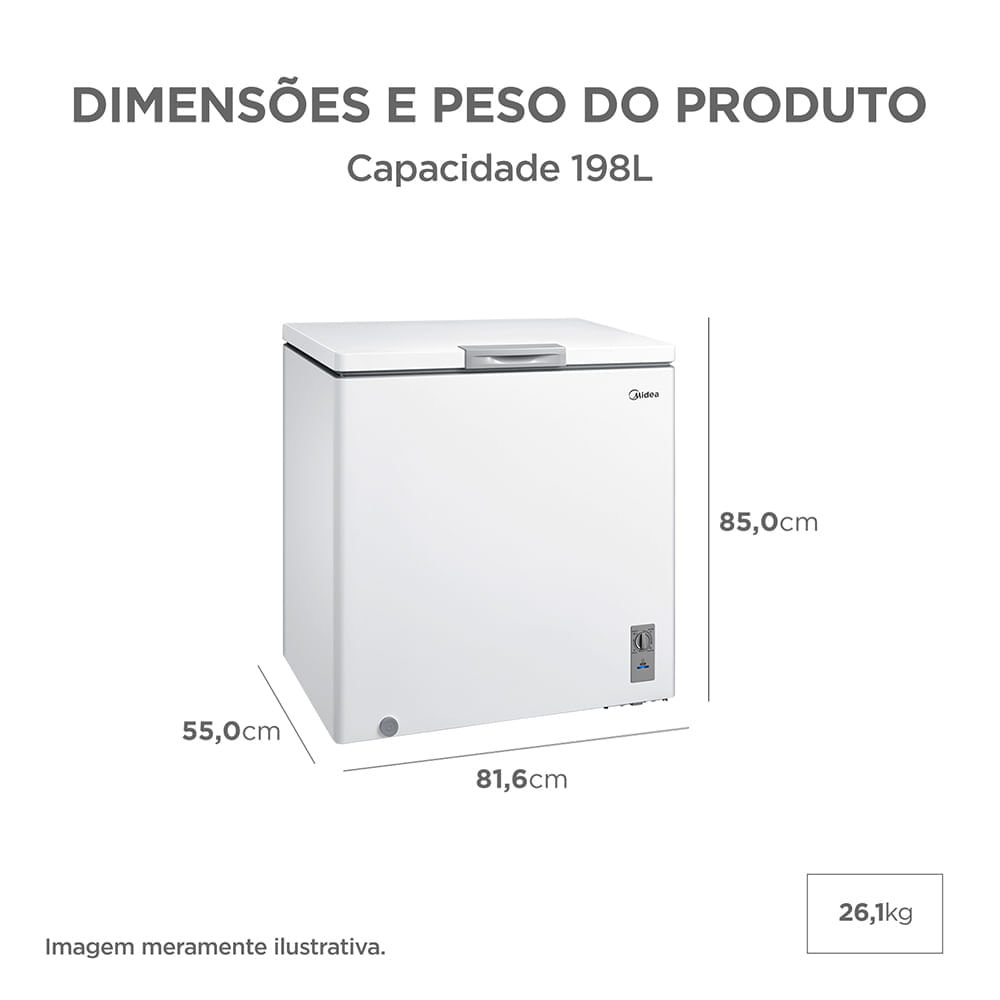 Foto 5 de Freezer Horizontal 142L Inverter Bivolt Branco Midea Branco / Bivolt