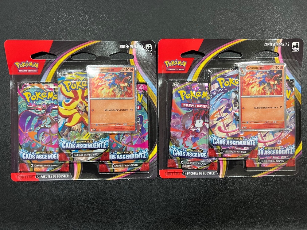 Blister Triplo ME04 Caos Ascendente (Charmeleon) Pokémon TCG PT-BR — Único, Novo