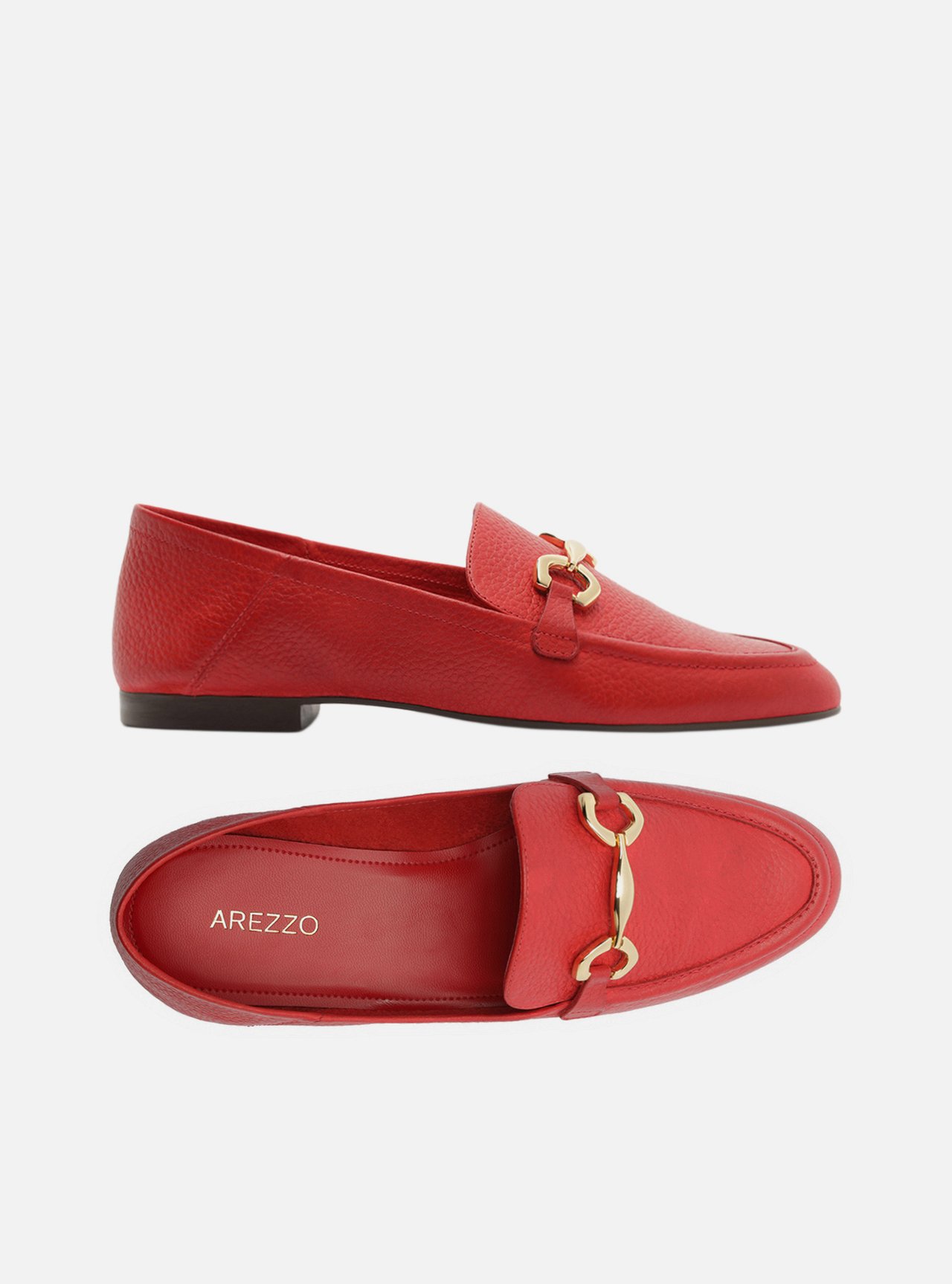 Foto 5 de Mocassim Luma Vermelho Couro Bico Redondo Bridão