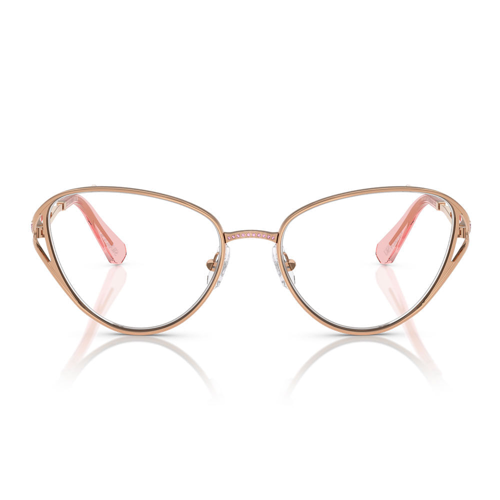 Foto 2 de Armação de Óculos de Grau Feminina Swarovski Gatinho SK1017 4014 Cor Rose Gold