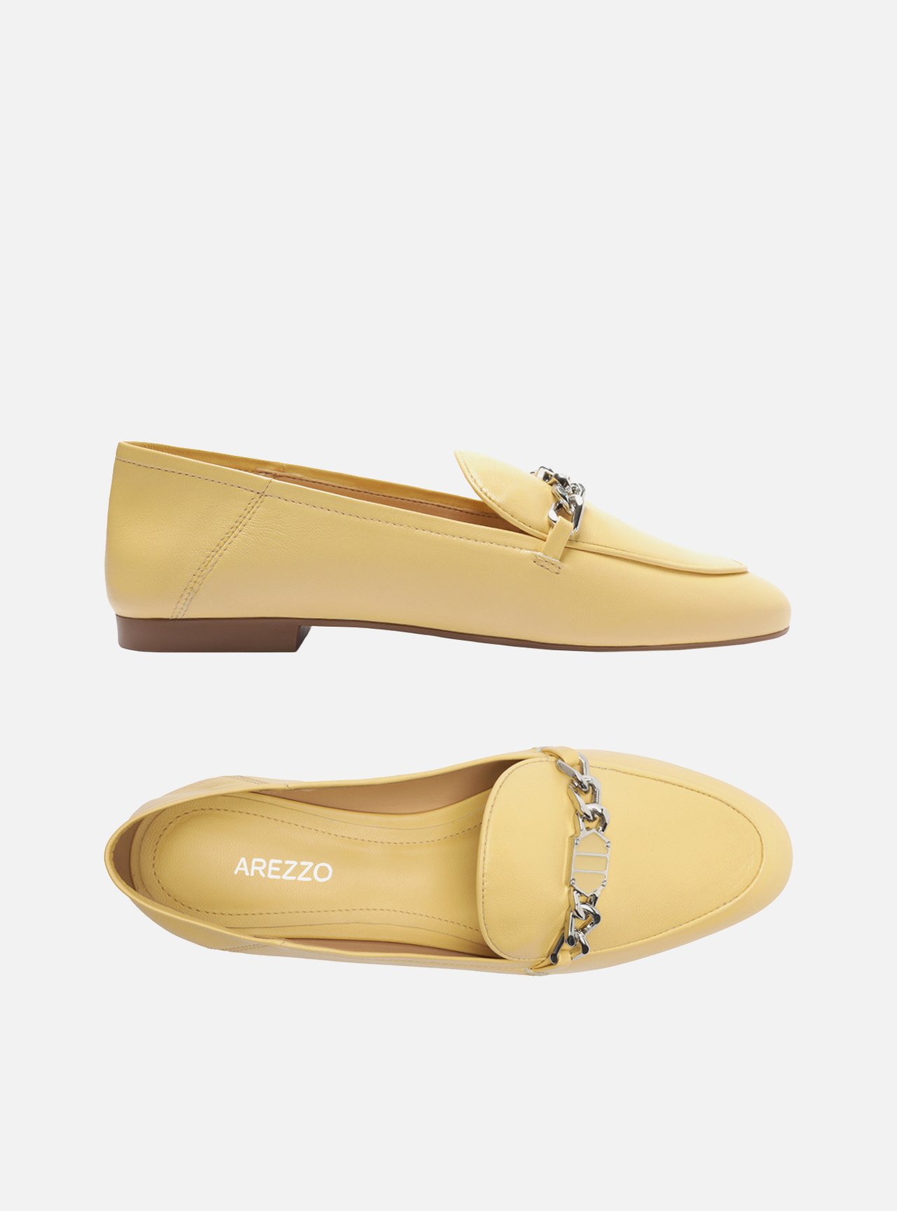 Foto 5 de Mocassim Amarelo Couro Bico Redondo Bridão