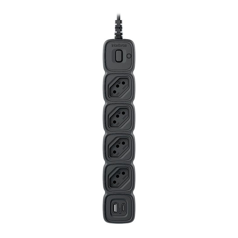 Filtro de Linha Intelbras EPE 2004, 4 Tomadas, USB-A + USB-C, 1m, Preto, 4300954
