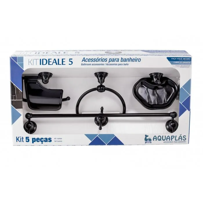 KIT IDEALE 5 PEÇAS PRETO AQUAPLAS