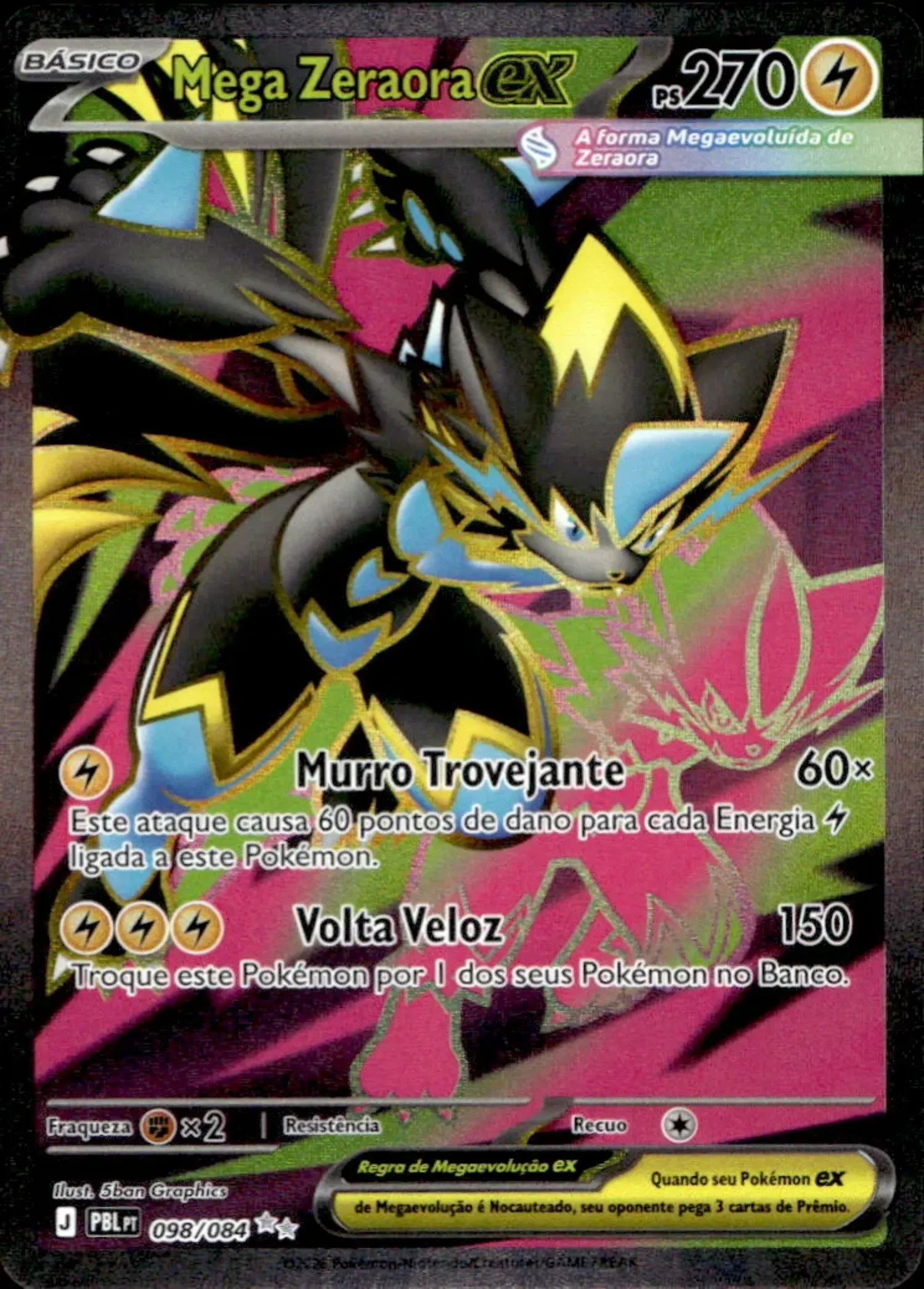 Mega Zeraora ex (98/84) Escuridão Absoluta Pokémon TCG — Near Mint, Usado