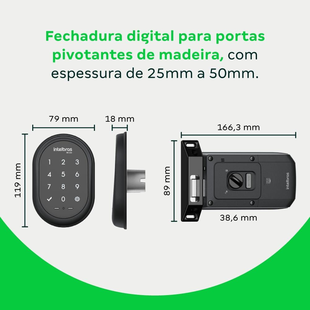 Foto 5 de Fechadura Digital de Sobrepor Intelbras FR 102 Preta