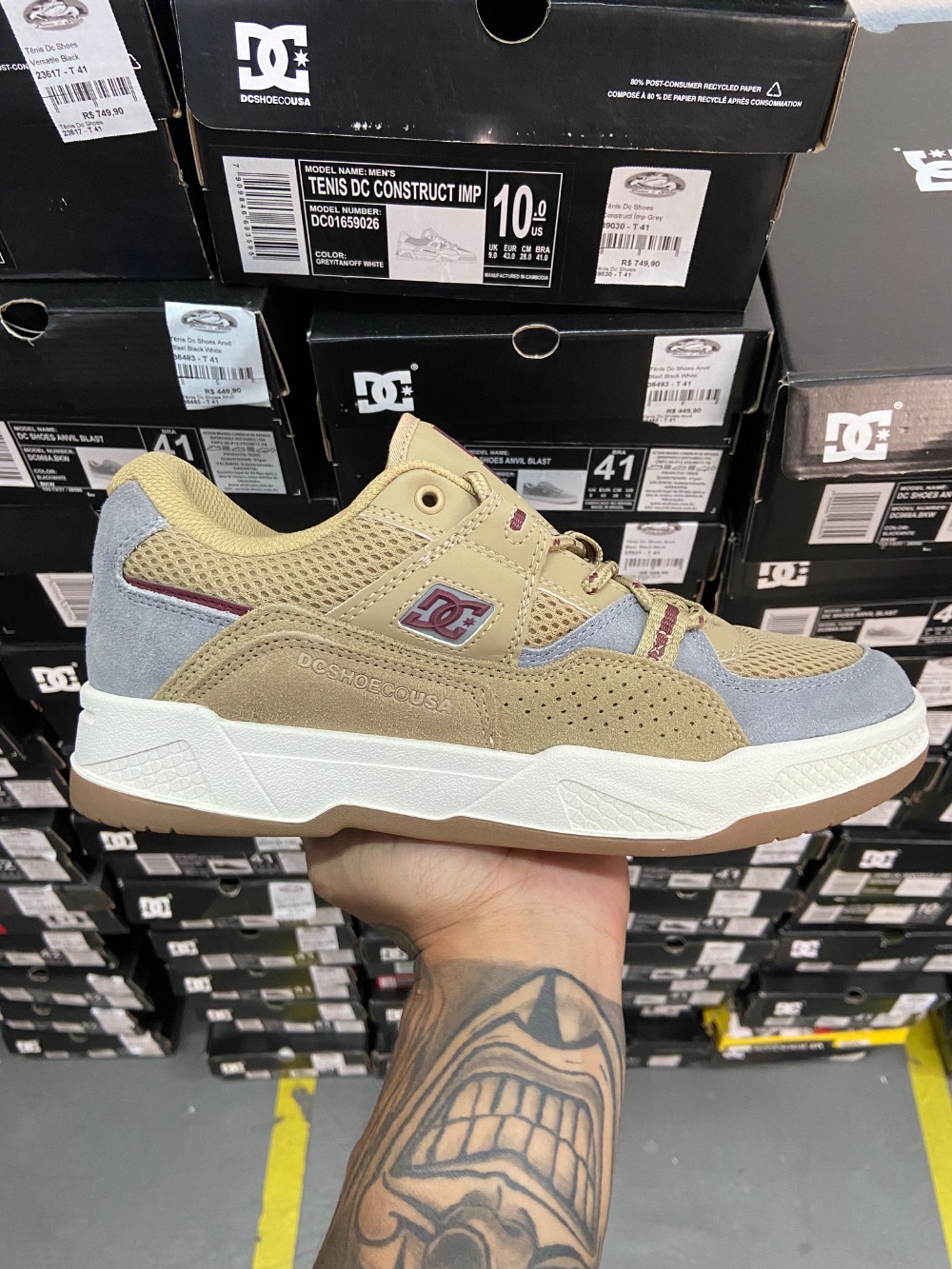 DC Shoes Construct Imp Tan Grey Off White — 39 / 41, Novo