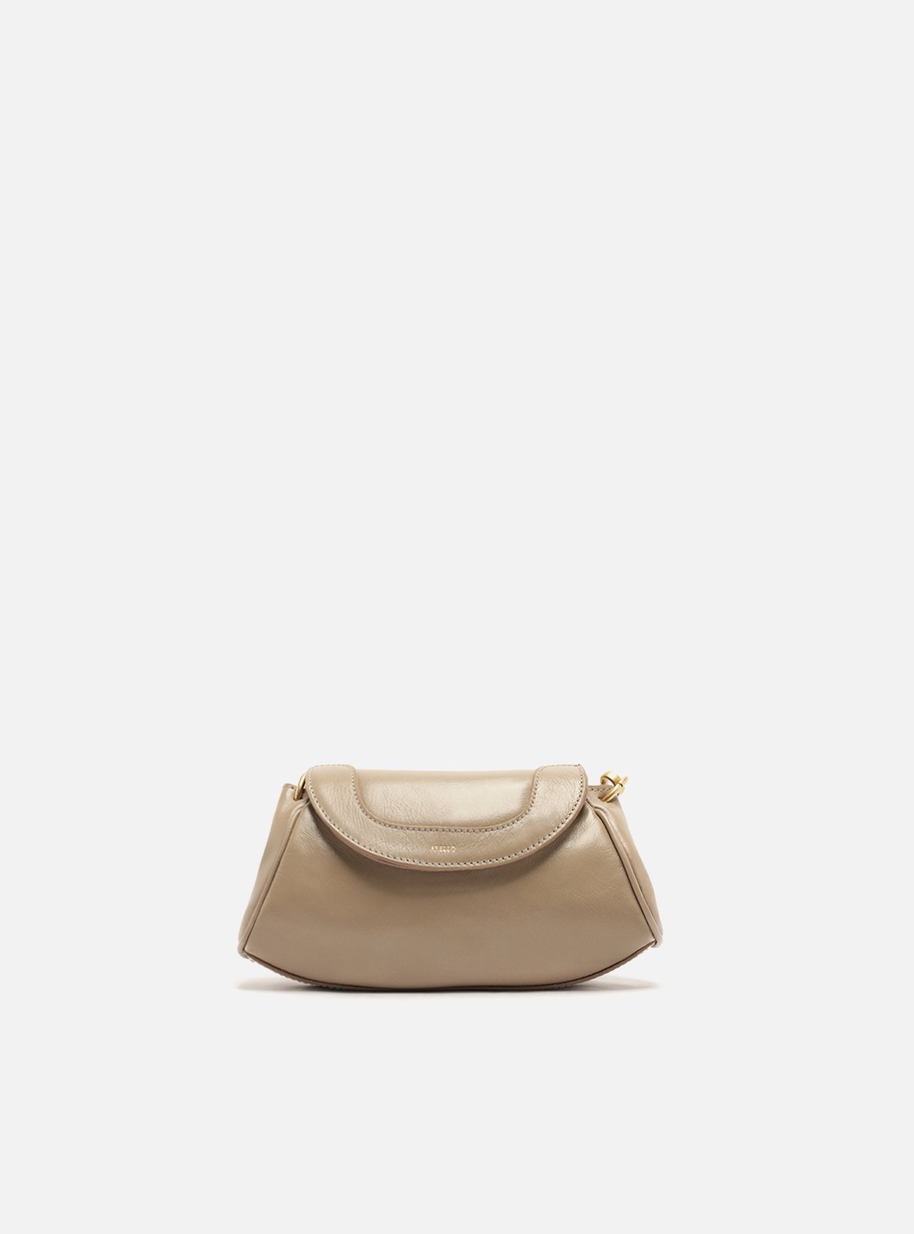 Bolsa Tiracolo Cinza Couro Pequena Flap Bag