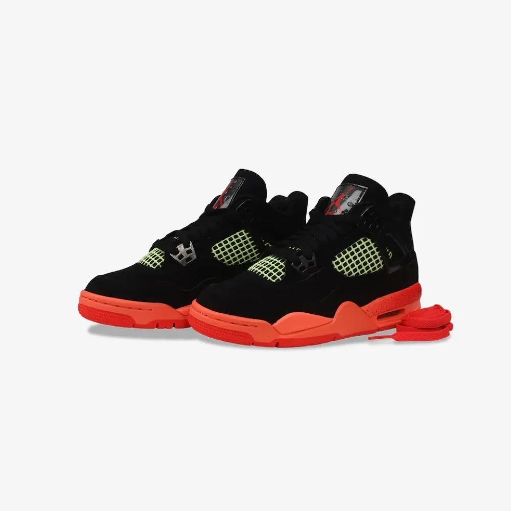Air Jordan 4 Retro GS Infrared 23 Black Bright Mango Barely Volt — 34, Novo