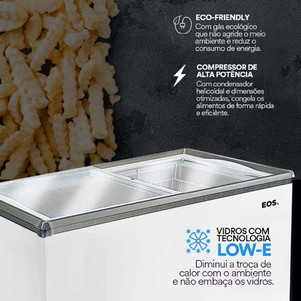 Foto 4 de Freezer Expositor Horizontal Eos Eco Gelo 247l Eeh300xx Branco BRANCO / 220
