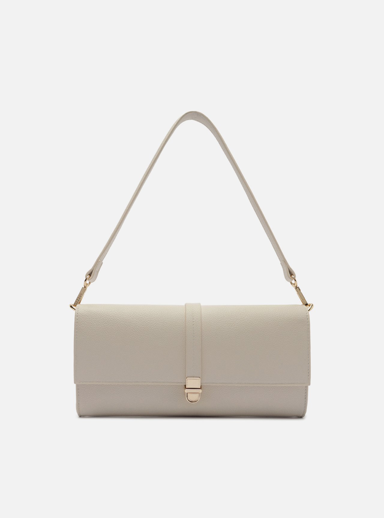Bolsa Tiracolo Off White Média Metais Dourados