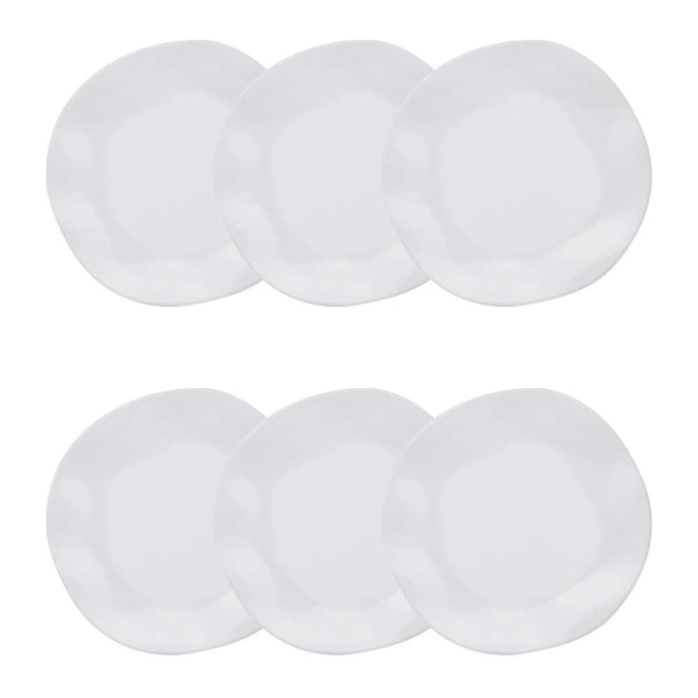 Jogo de 6 Pratos Fundos Oxford Ryo White 22,5cm Porcelana