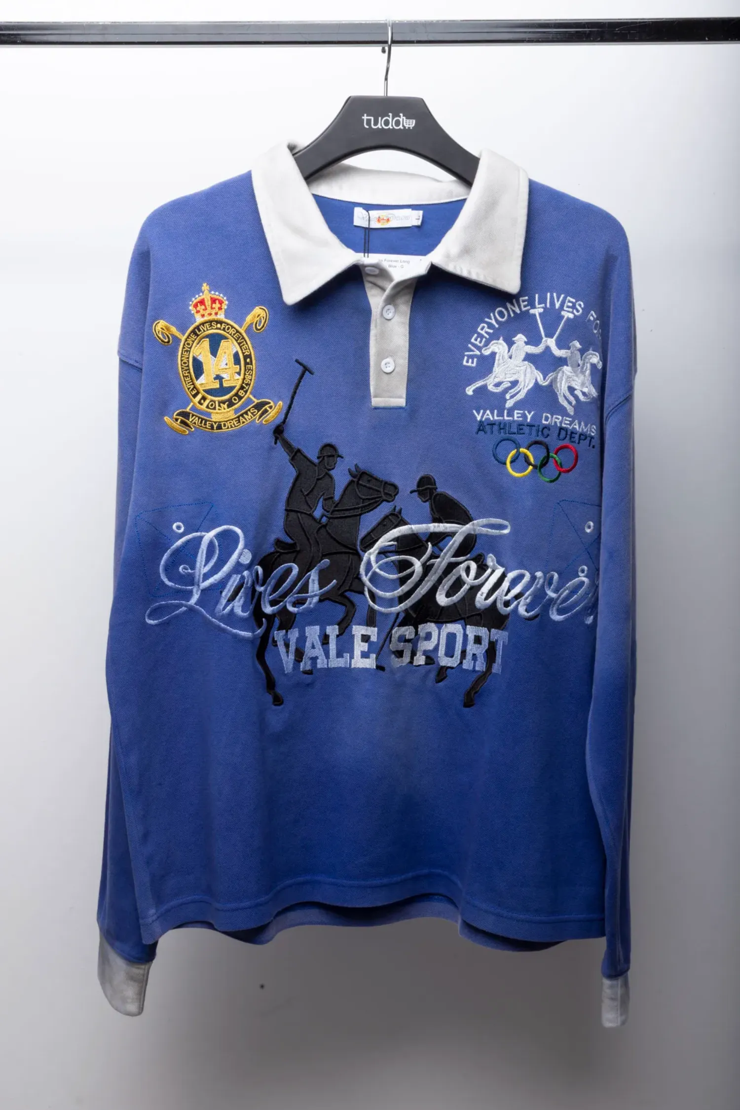 Camiseta Vale Lives Forever Long Sleeve Schwab Rugby Blue — G, Novo