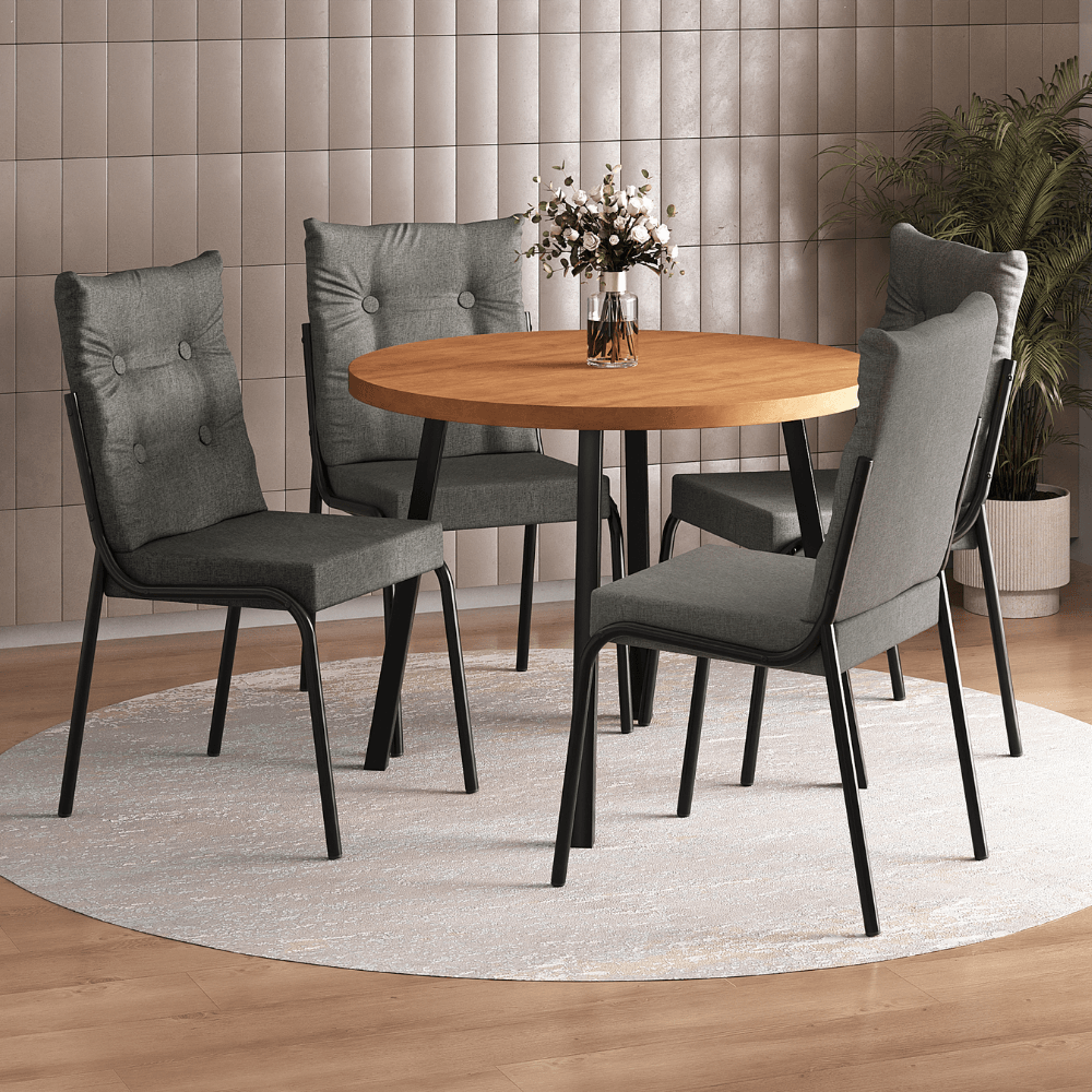 Conjunto Sala de Jantar 4 Cadeiras Dublin Carraro Preta