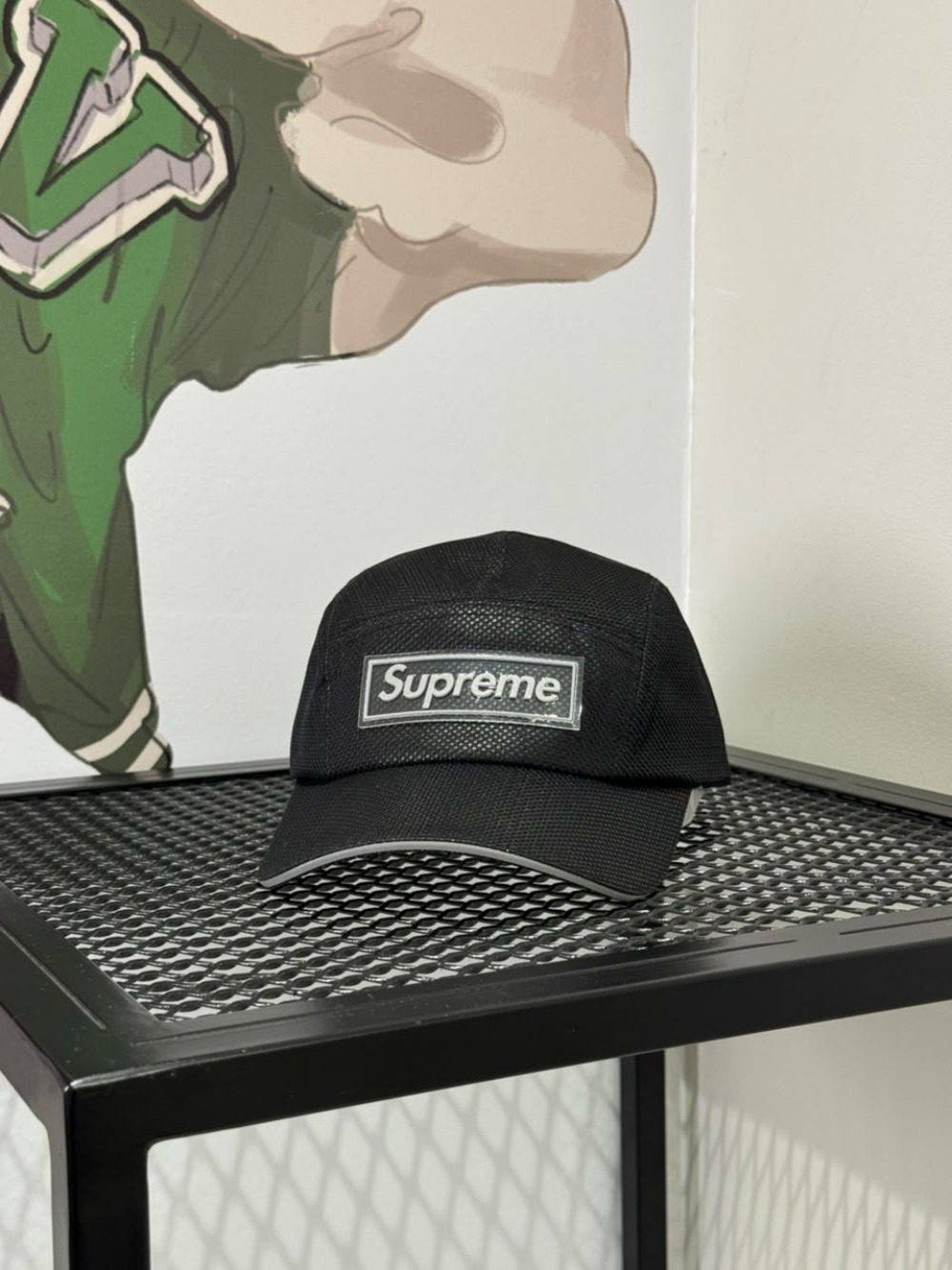 Boné Supreme Metallic Mesh Camp Black FW26-W1 — Único, Novo