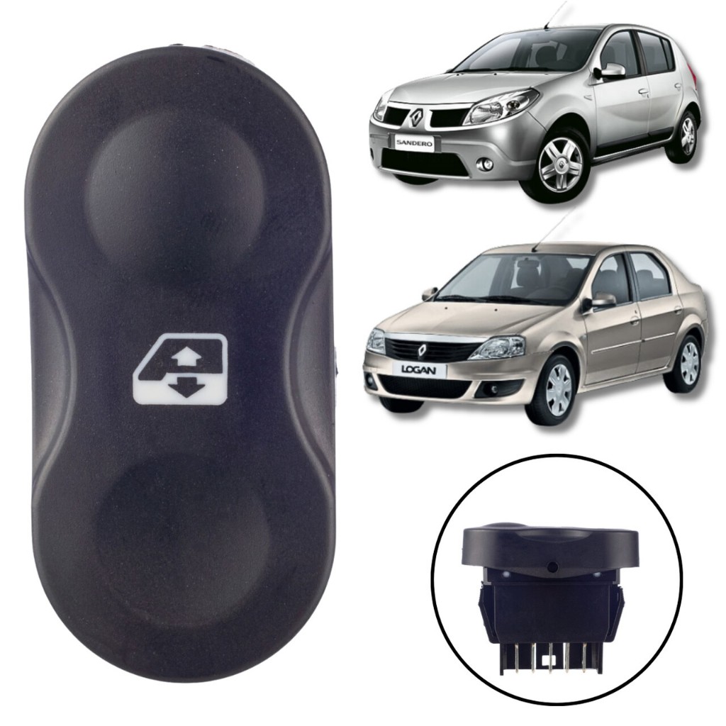 BOTÃO INTERRUPTOR VIDRO ELÉTRICO RENAULT SANDERO LOGAN 2007/