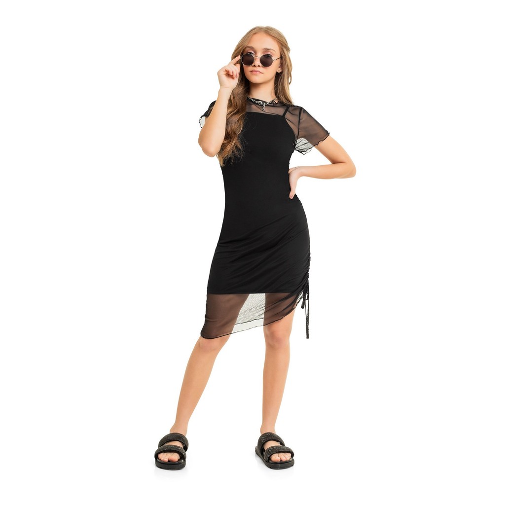 Vestido Juvenil com Sobreposição Gloss