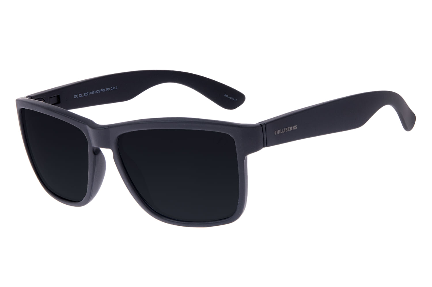 Óculos de Sol Masculino Chilli Beans Bossa Nova 2 Em 1 Preto Polarizado OC.CL.3221.0101 M