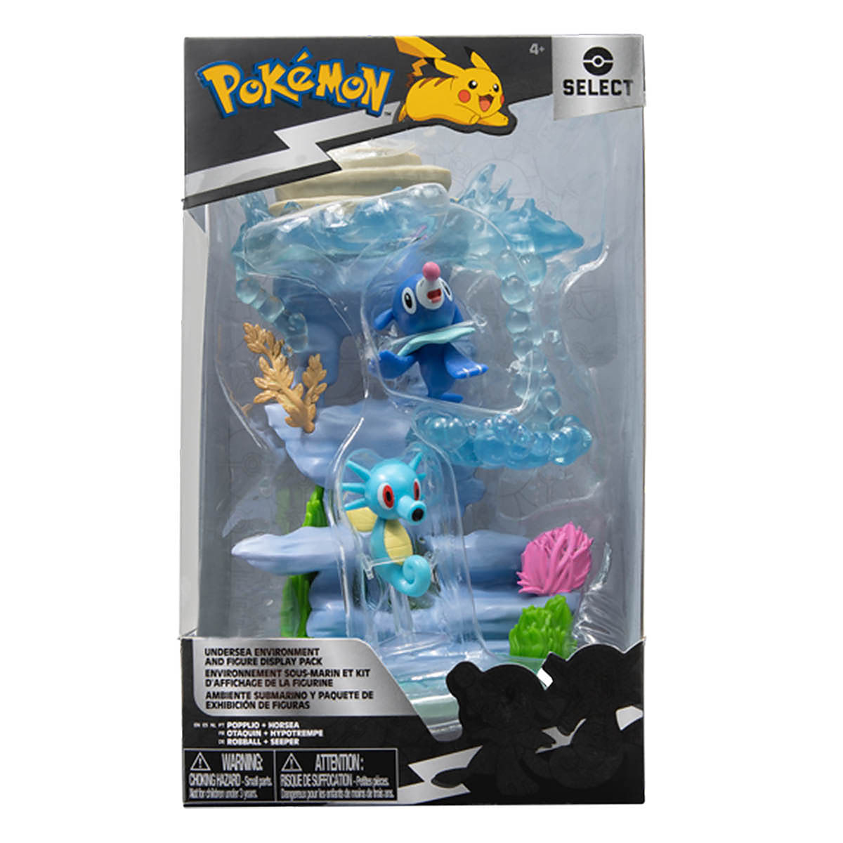 Pokemon - Playset De 15Cm Subaquático Com 2 Bonecos Popplio E Horsea