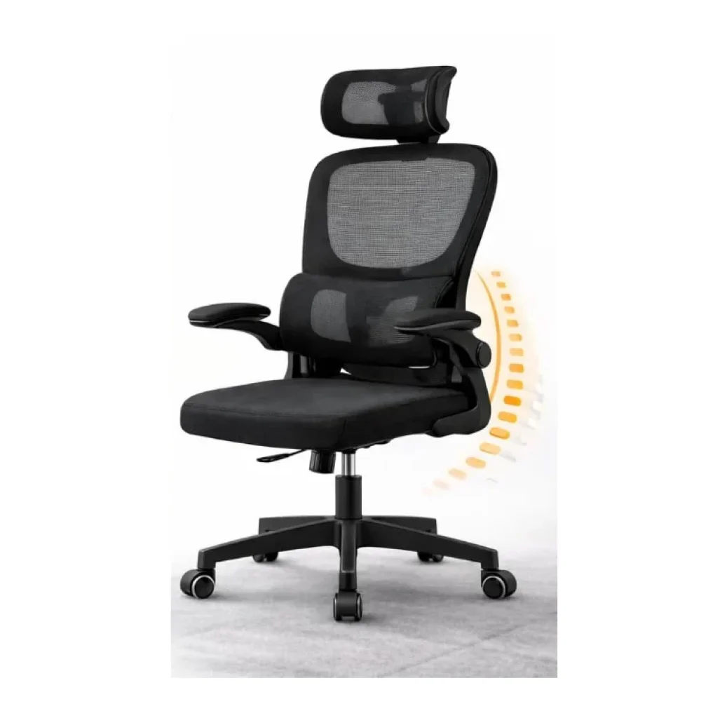 Cadeira de Escritório Ergonômica Estofada Preta com Regulagem de Altura e Rodízios Strive Footwear – CDEGP