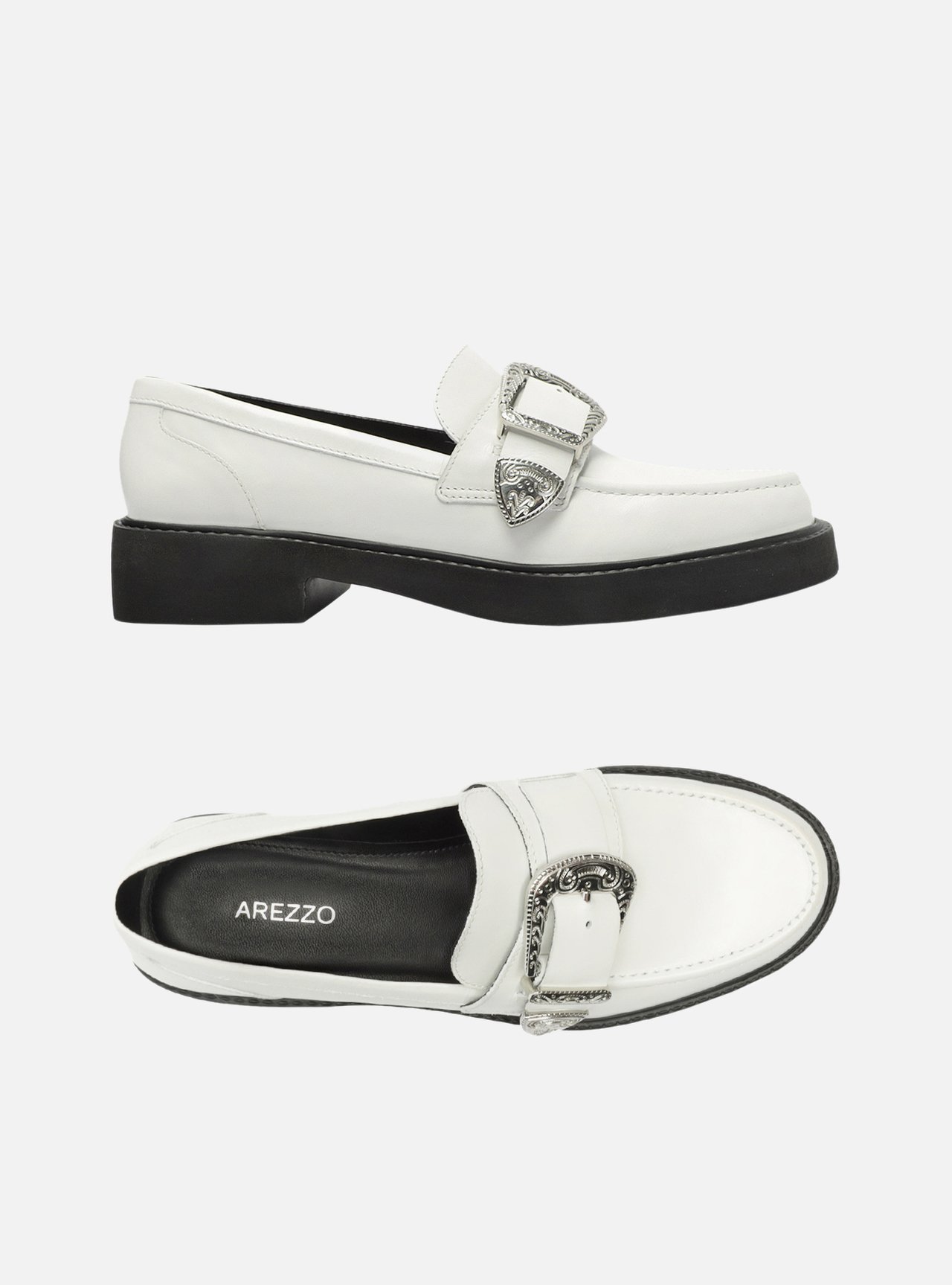 Foto 5 de Mocassim Branco Couro Fivela Western