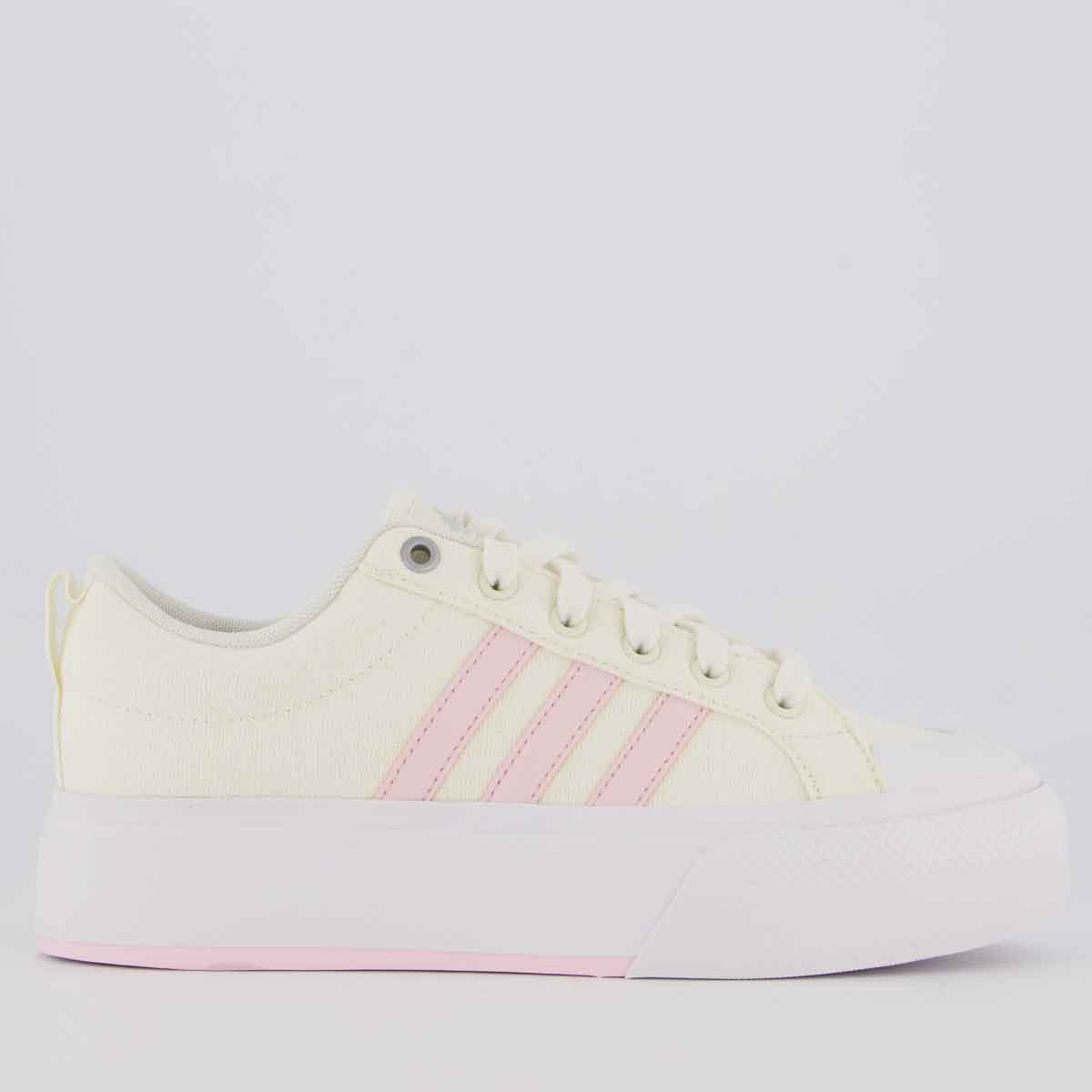 Tênis Adidas Bravada Plataform Feminino Off White e Rosa
