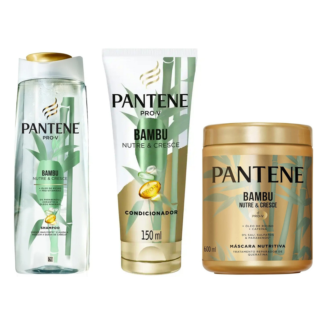 KIT PANTENE SH 200ML + COND 150ML + MÁSC 600ML BAMBU NUTRE E CRESCE