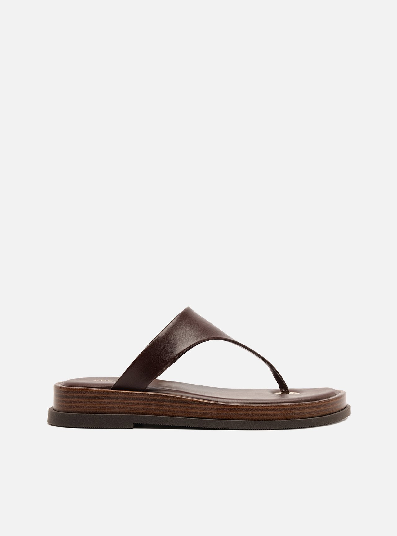 Sandália Marrom Couro Flatform Asa-Delta Metal