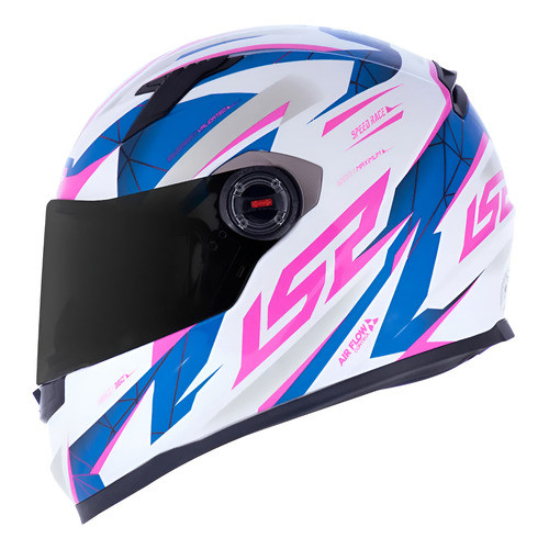 Capacete Ls2 Ff358 Classic Draze Branco Rosa Azul