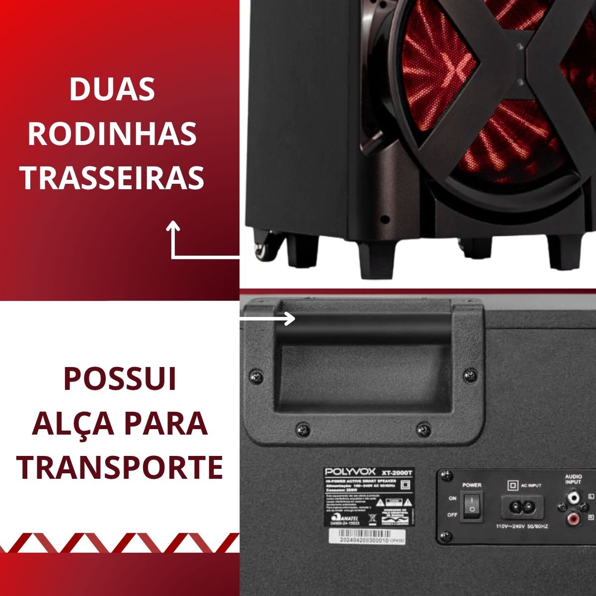 Foto 5 de Caixa de som Torre Amplificada Polyvox XT-2000T 2000W RMS
