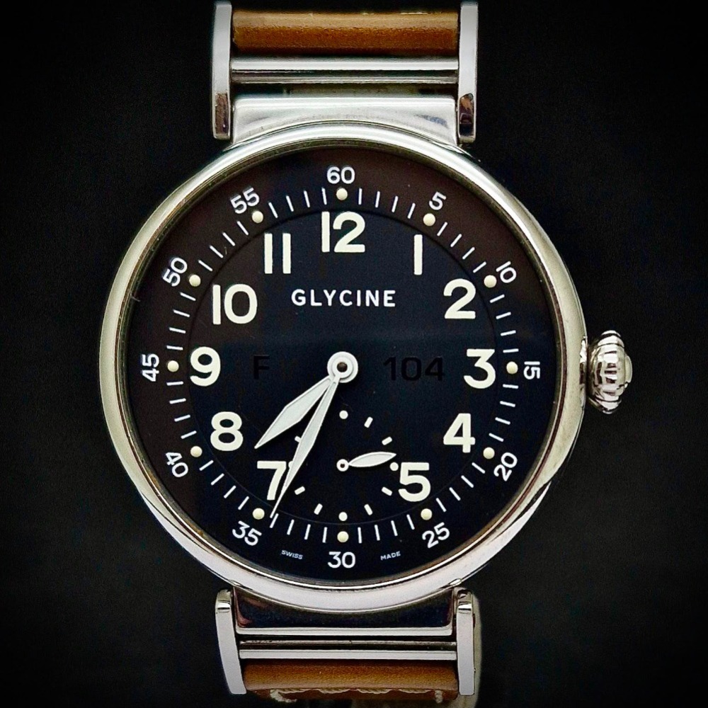 Relógio Glycine F 104 Manual Black Tan 44mm — Único, Usado