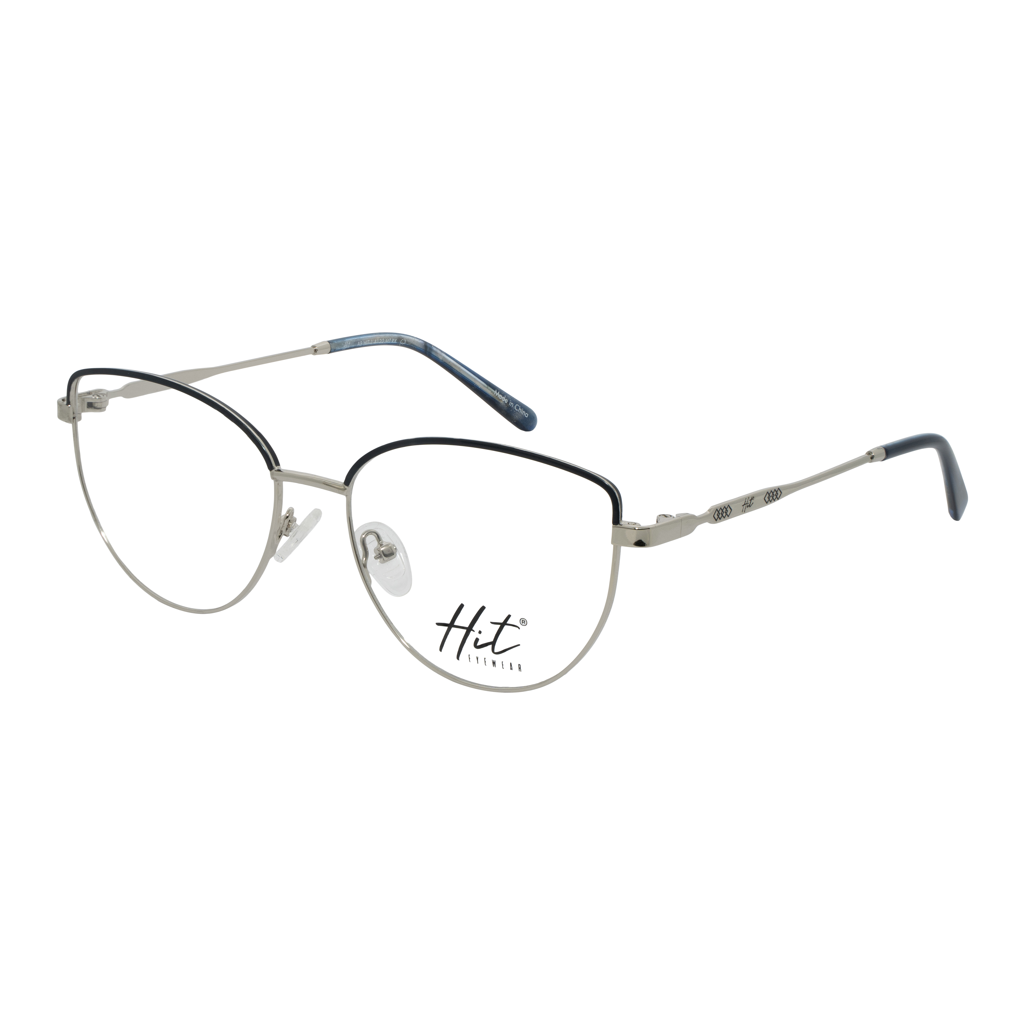 Armação para Óculos de Grau Feminino Hit 1 4122 Prata com Azul Armação para Óculos de Grau Feminino Hit 1 4122 Prata com A