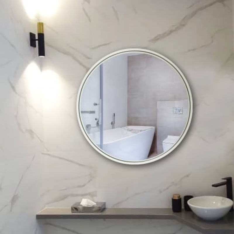 Espelho Decorativo Round Interno 60 cm Redondo Branco