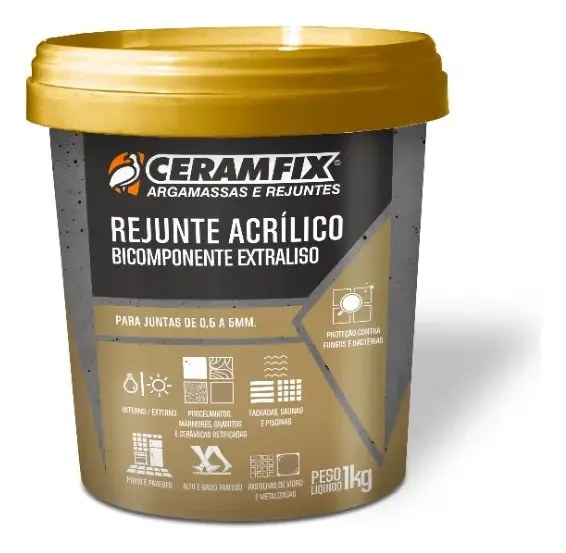 REJUNTE ACRILICO BICOMPONENTE EXTRALISO PALHA 1KG CERAMFIX