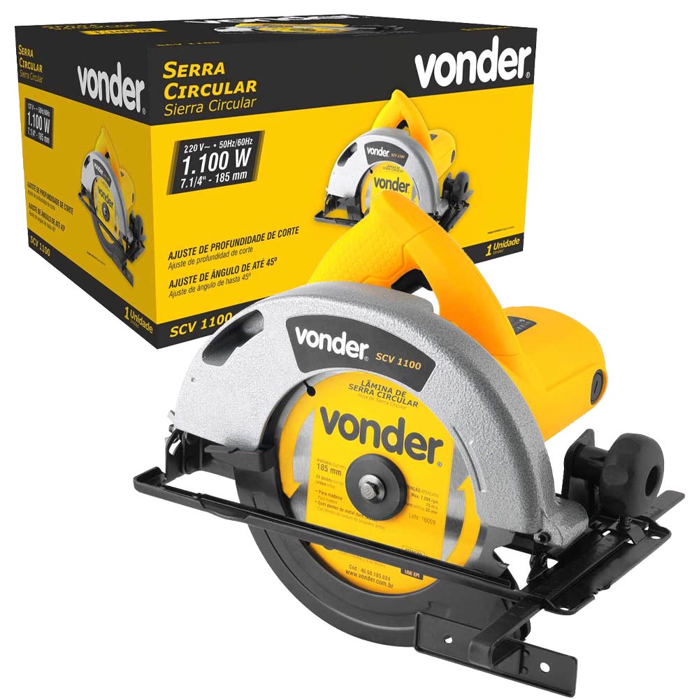 Serra Circular Elétrica Vonder SCV 1100 185mm 1100W 220V