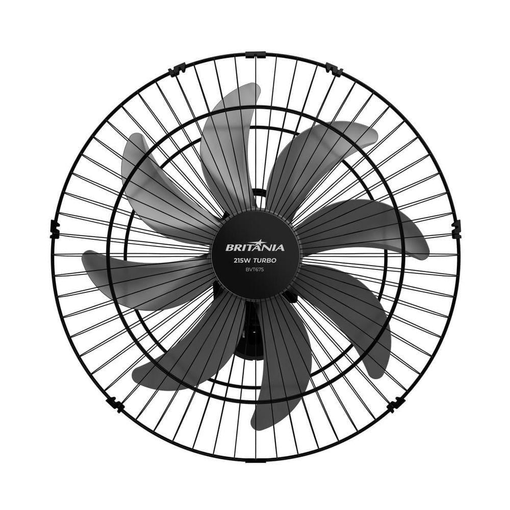 Ventilador de Parede Britânia 215W 60cm 8 Pás Preto BVT675 110V