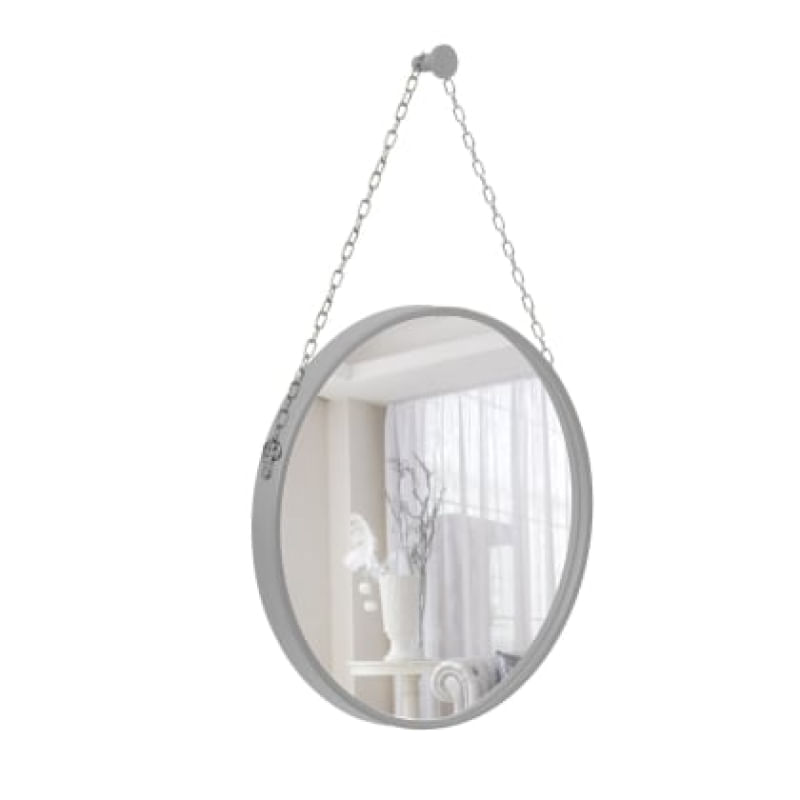 Espelho Decorativo Adnet Alça Corrente 40cm Redondo Cinza