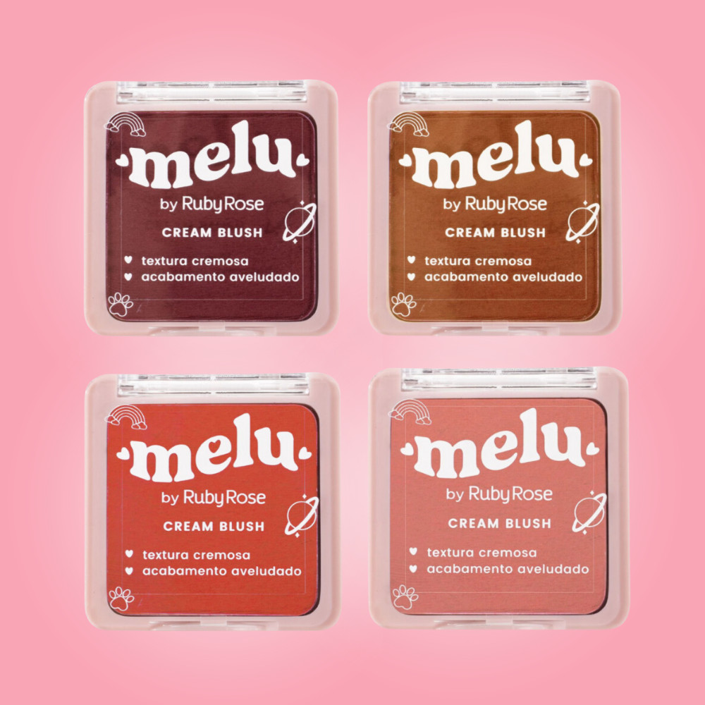 Cream Blush Cremoso Aveludado Melu Ruby Rose Macio Brilho Alta Pigmentação Acabamento Suave