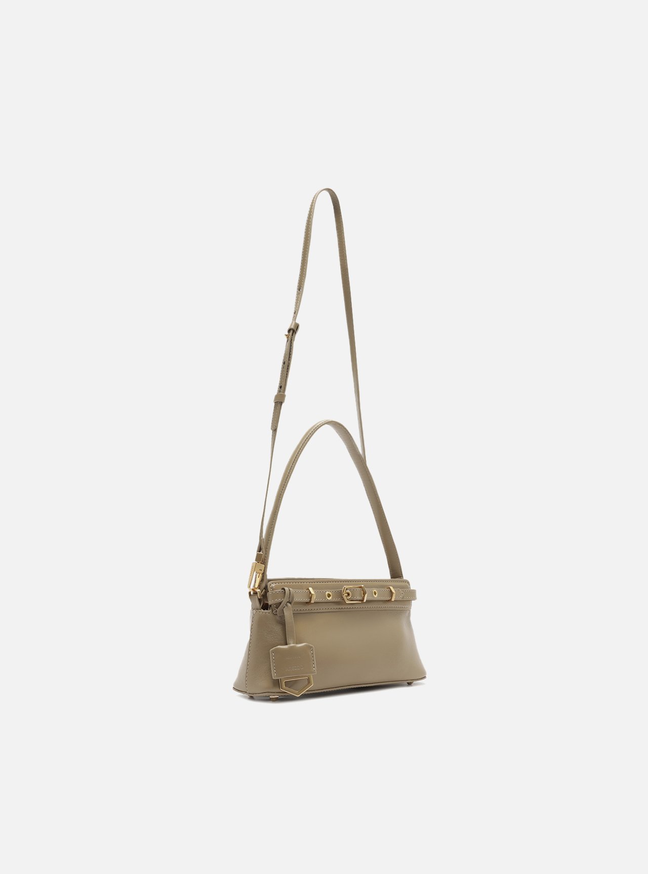 Foto 5 de Bolsa Tiracolo Cinza Couro Pequena Victória