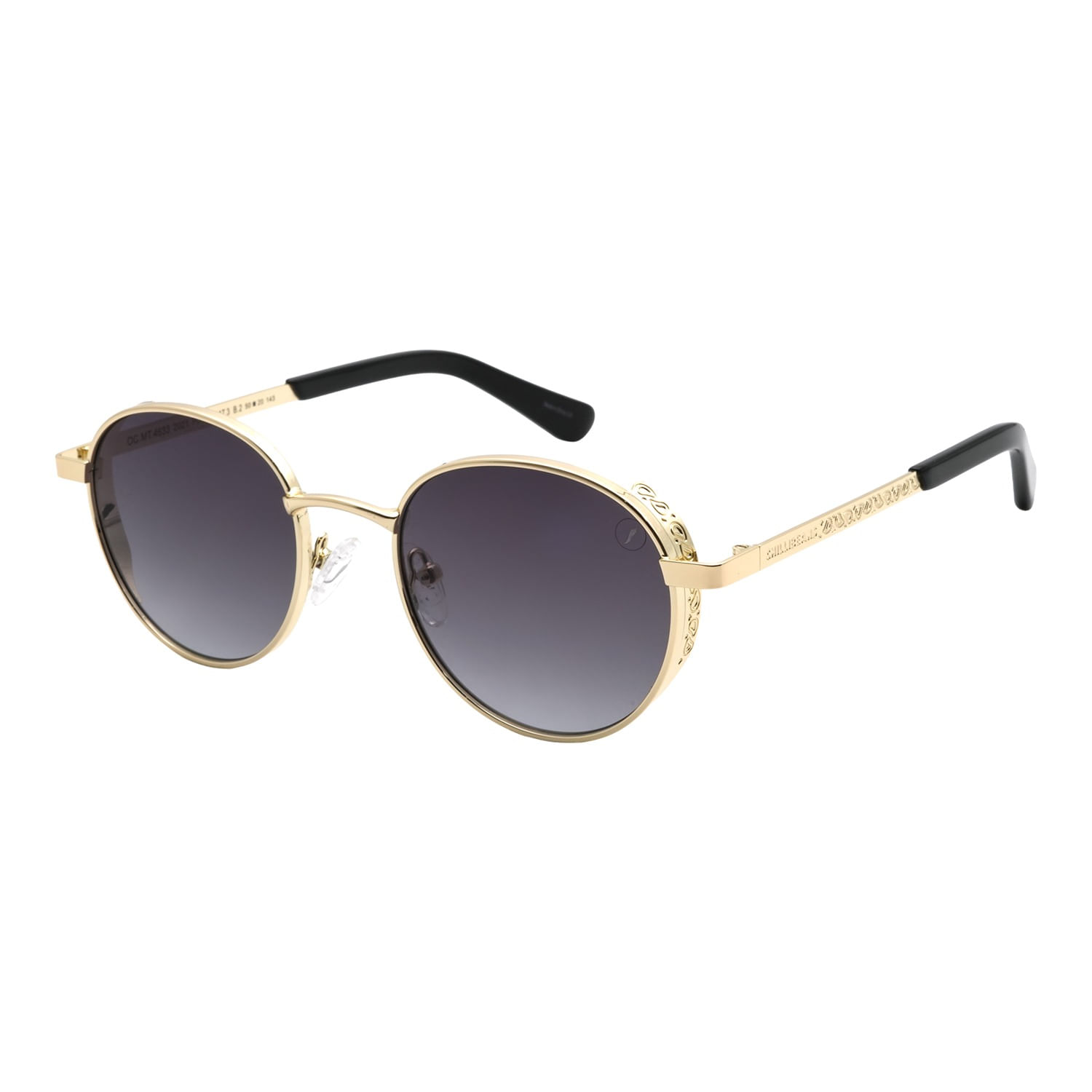 Óculos de Sol Masculino Cazuza Metal Redondo Degrade Preto OC.MT.4633.2021