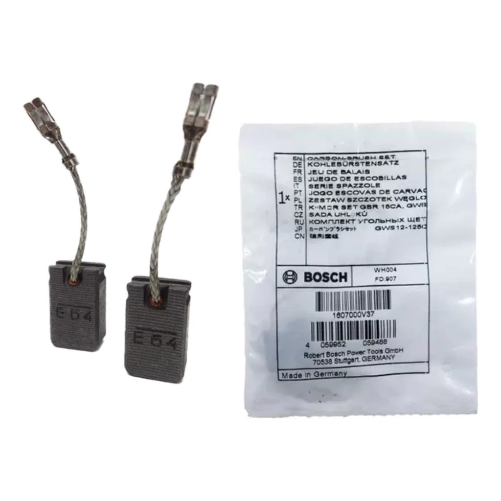 Par Escova Carvão Esmerilhadeira Bosch Gws 12-125 15-125 Original - Cód 1607000V37