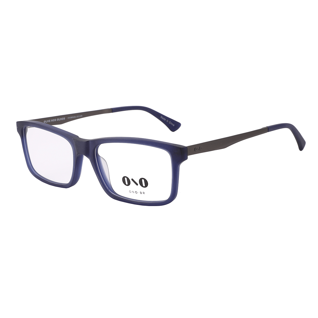 Armação de Óculos de Grau Ono ON0025 Masculino Retangular Combinado Azul Escuro Fosco 55