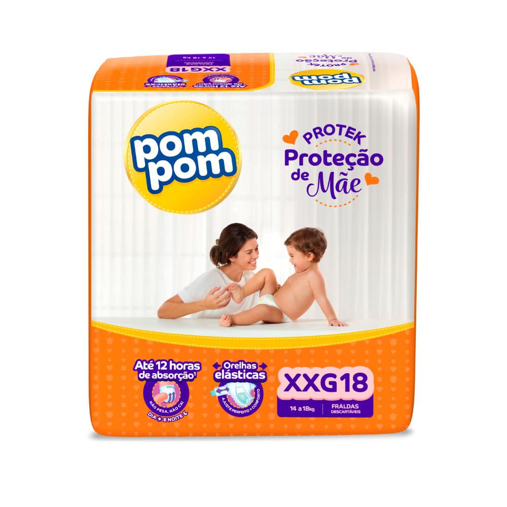 Fralda Pom Pom Protek Proteção de Mãe Jumbo XXG com 18un